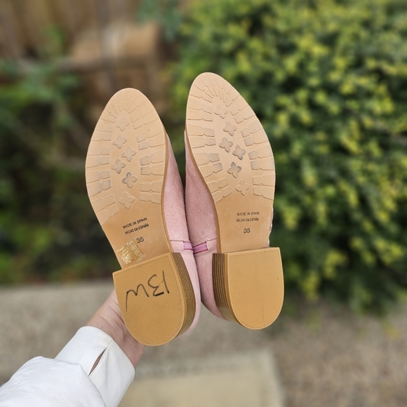 New Anthropologie Ruffled Suede Ankle Cuple Leather suede pink booties eu 35 - Picture 9 of 12